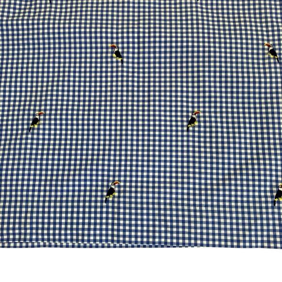 Talbots Sz 8P Blue Gingham Toucan Bird Embroidered Mini Skirt Preppy Fitted - Picture 13 of 16